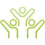 Piktogramm einer Gemeinschaft als Symbol für ein verbessertes Betriebsklima.