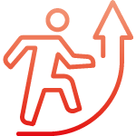 Piktogramm einer körperlich aktiven Person als Symbol für eine gesteigerte Motivation.