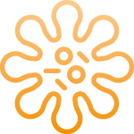 Ein Piktogramm eines Virus als Symbol für die Verringerung von Krankenständen durch bessere Raumluft