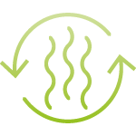 Piktogramm von Wärmestrahlung als Symbol für mehr Energieeinsparung.
